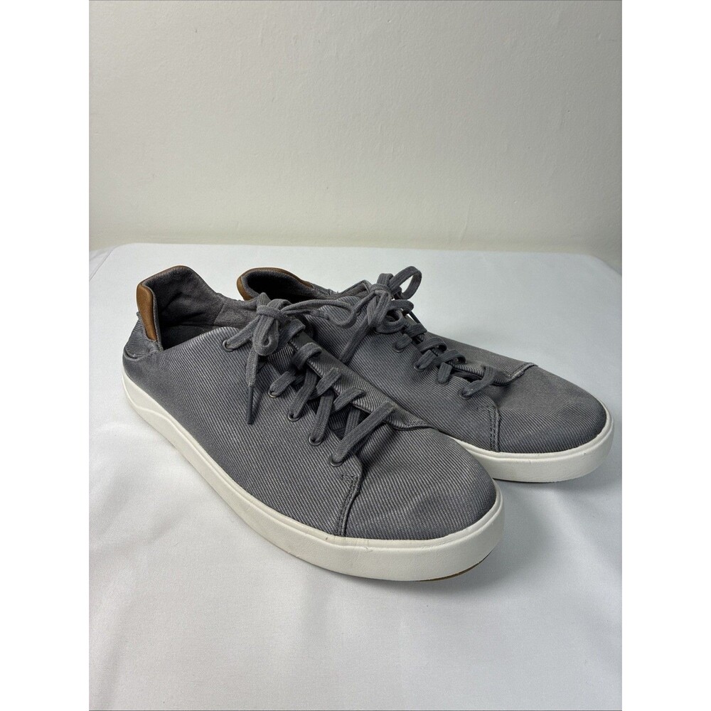 Olukai Leather Sneakers 8.5 Mens Stone Gray Lae'ahi Li 'Ili Waterproof Wet Grip